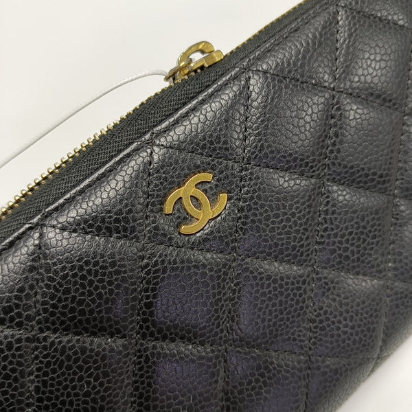 Quilted Grained Calfskin Wallet Black