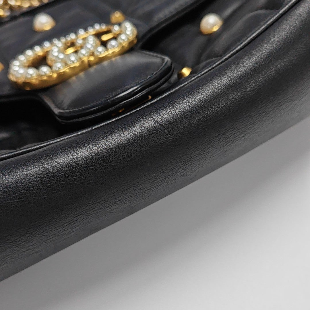 GG Marmont Medium Quilted Calfskin Black