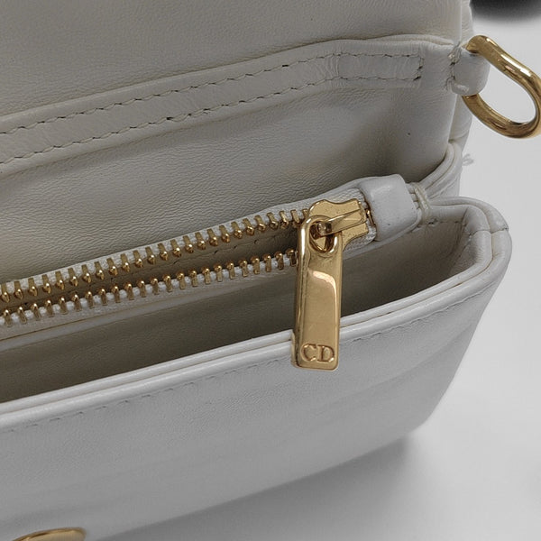 Dior Caro Small Cannage Calfskin White