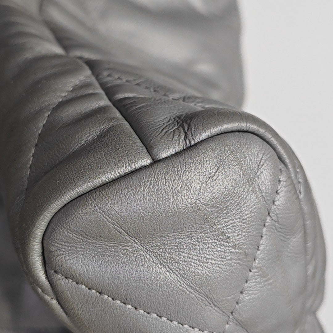 Quilted Calfskin Tote Bag Silver