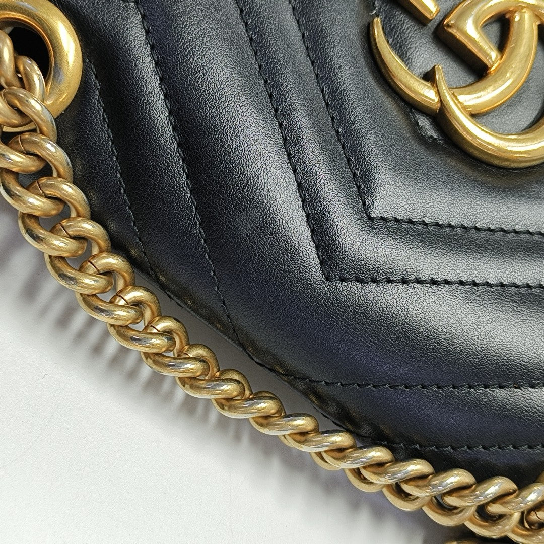 GG Marmont Small Quilted Calfskin Black