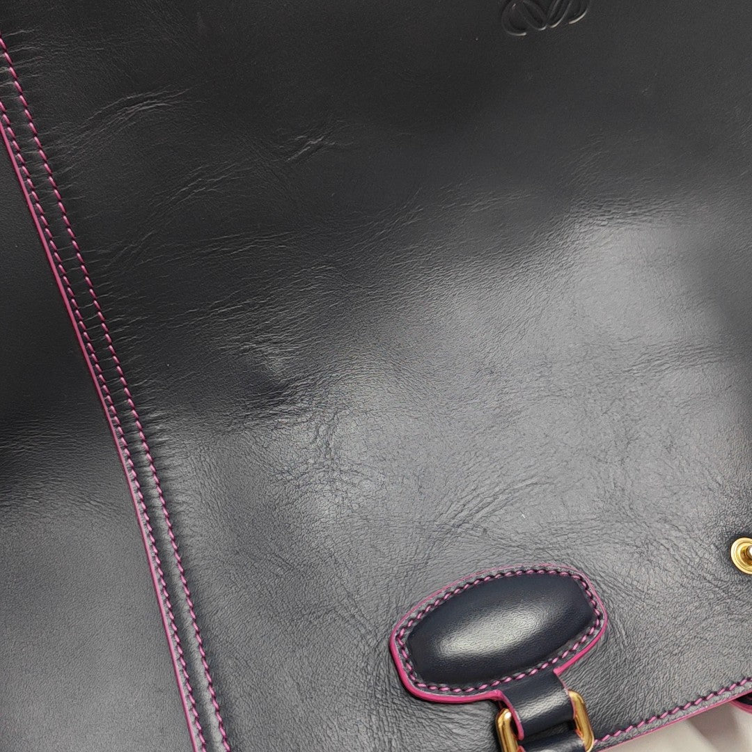 Leather Tote Bag Blue