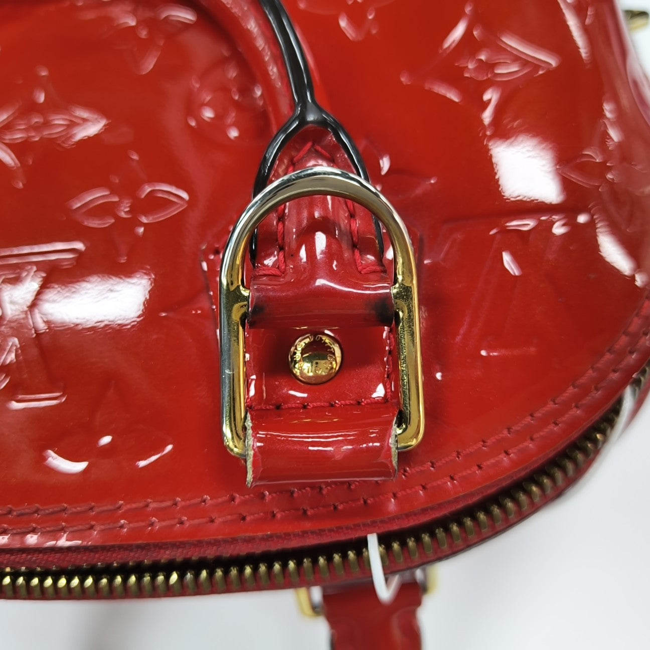 ALMA BB Monogram Patent Leather Red