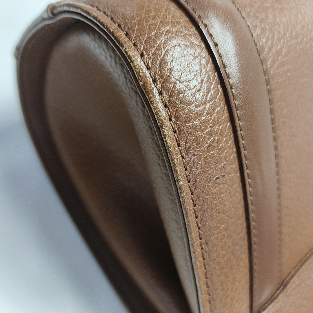 Calfskin Top Handle Bag Brown