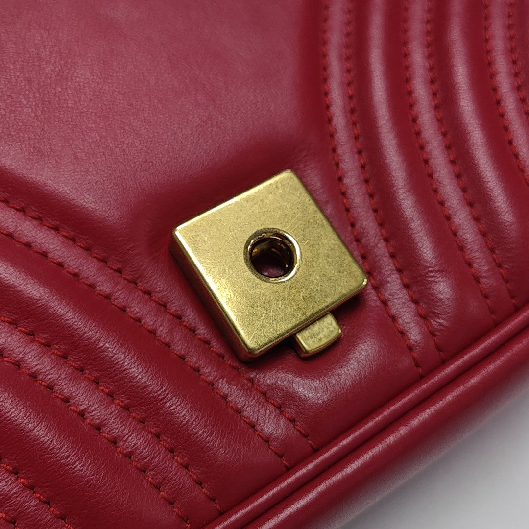 GG Marmont Medium Quilted Calfskin Red