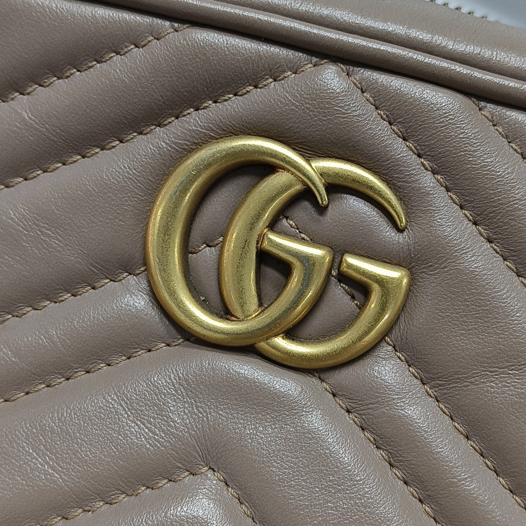 GG Marmont Mini Quilted Calfskin Beige
