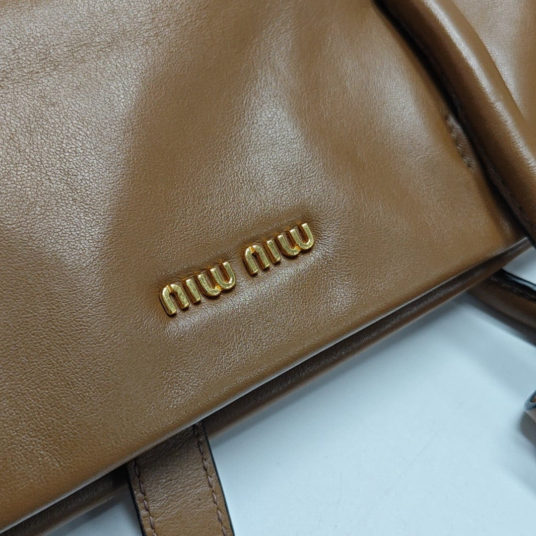 Calfskin Shoulder Bag Brown