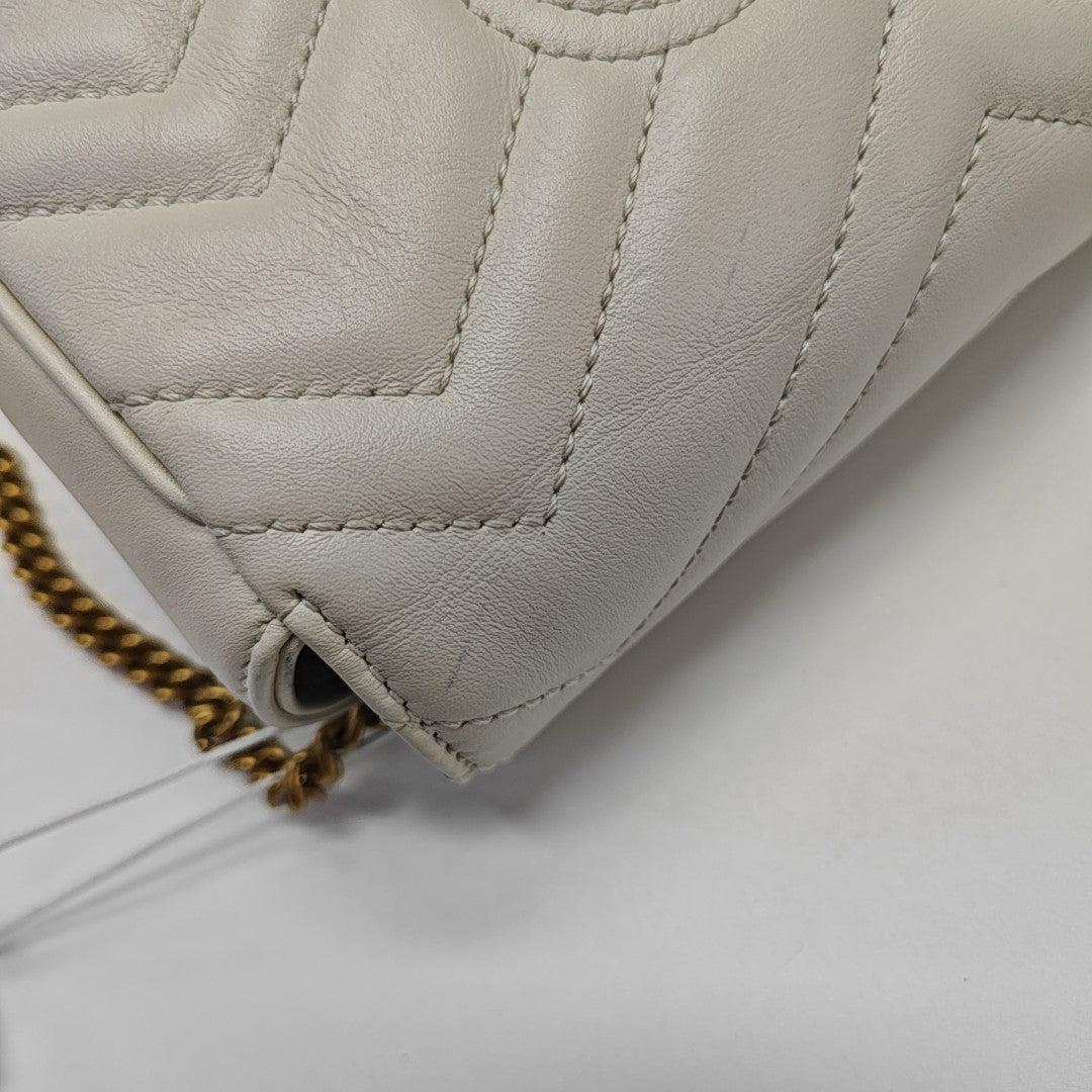 GG Marmont Mini Quilted Calfskin White