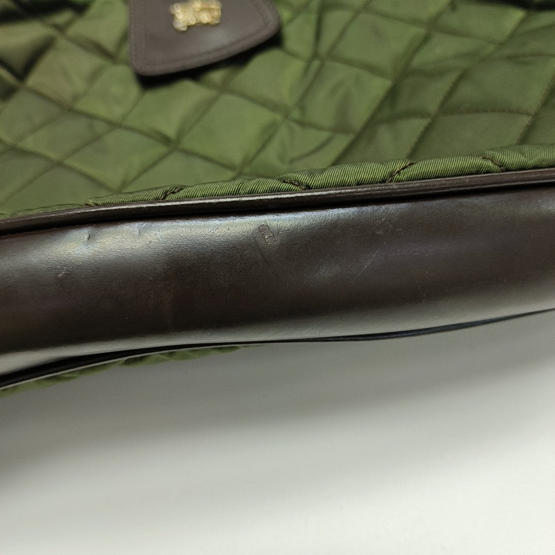 Quilted Nylon Shoulder Bag Green