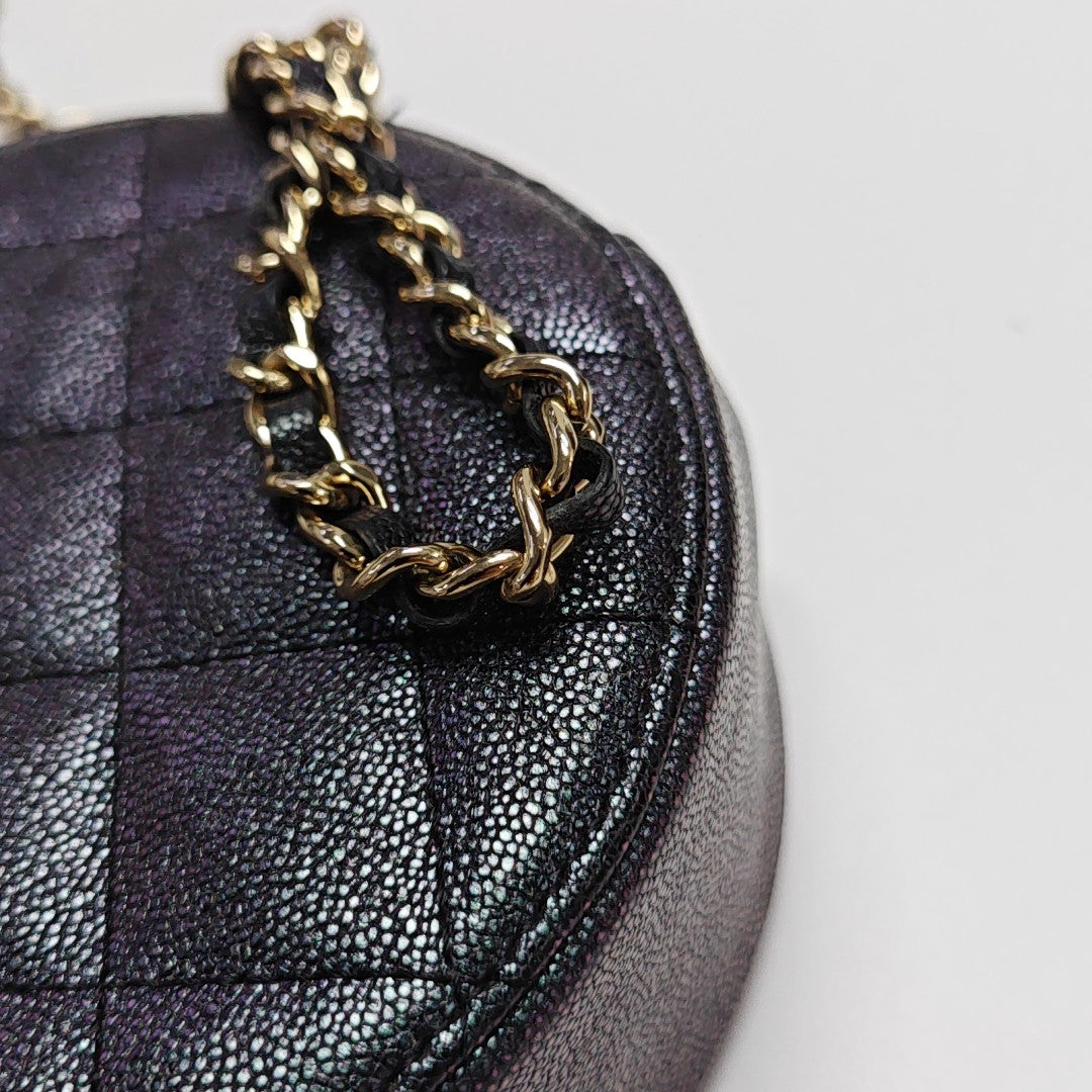 ROUND Quilted Calfskin Metallic