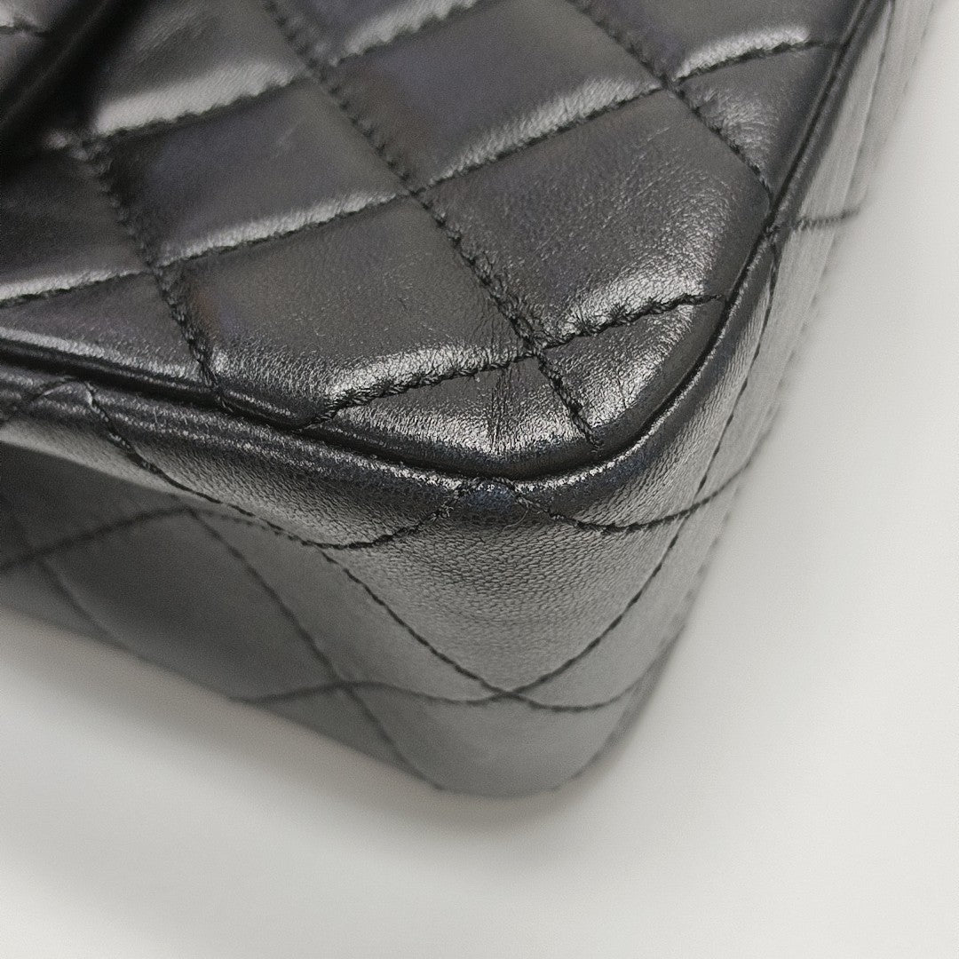 Quilted Lambskin Top Handle Bag Black