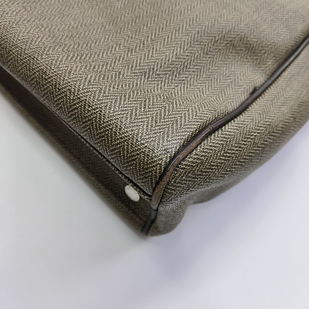 Coated Canvas Top Handle Bag Brown