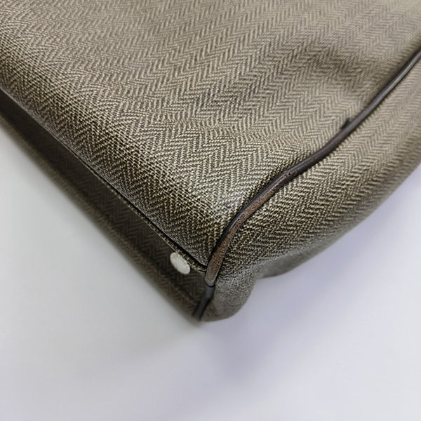 Coated Canvas Top Handle Bag Brown