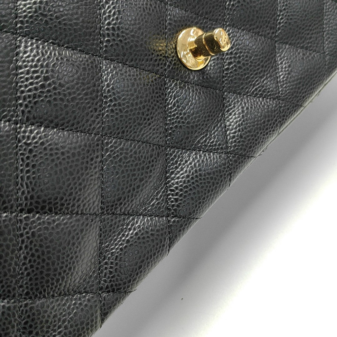 CLASSIC FLAP Jumbo Quilted Grained Calfskin Black
