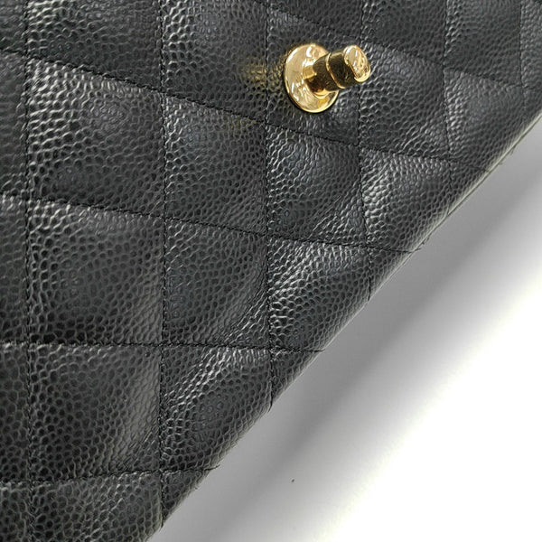 CLASSIC FLAP Jumbo Quilted Grained Calfskin Black
