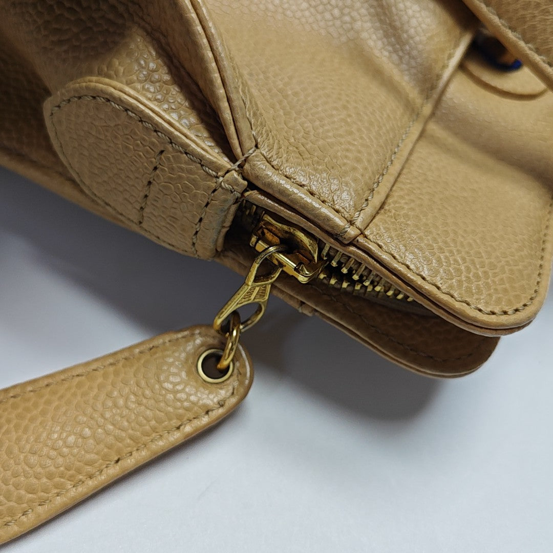 LOGO EMBROIDERED Grained Calfskin Beige