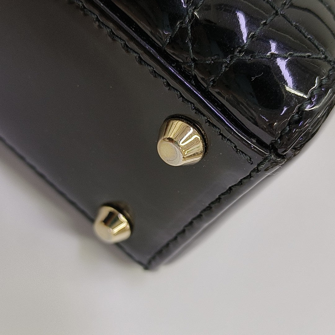 Lady Dior Mini Quilted Patent Leather Black