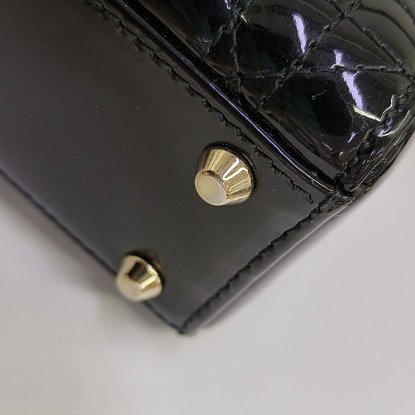 Lady Dior Mini Quilted Patent Leather Black