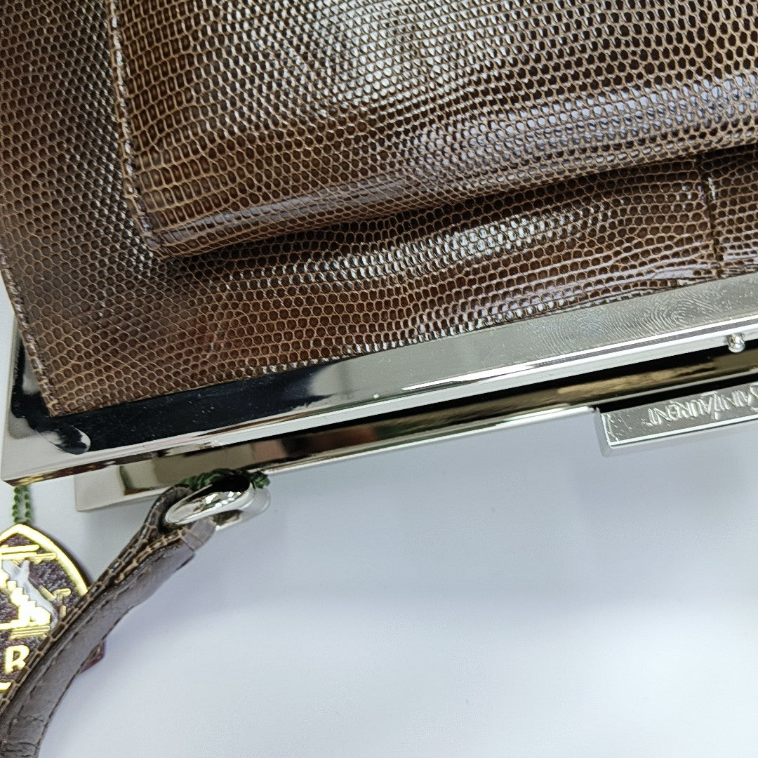 Lizard Top Handle Bag Brown