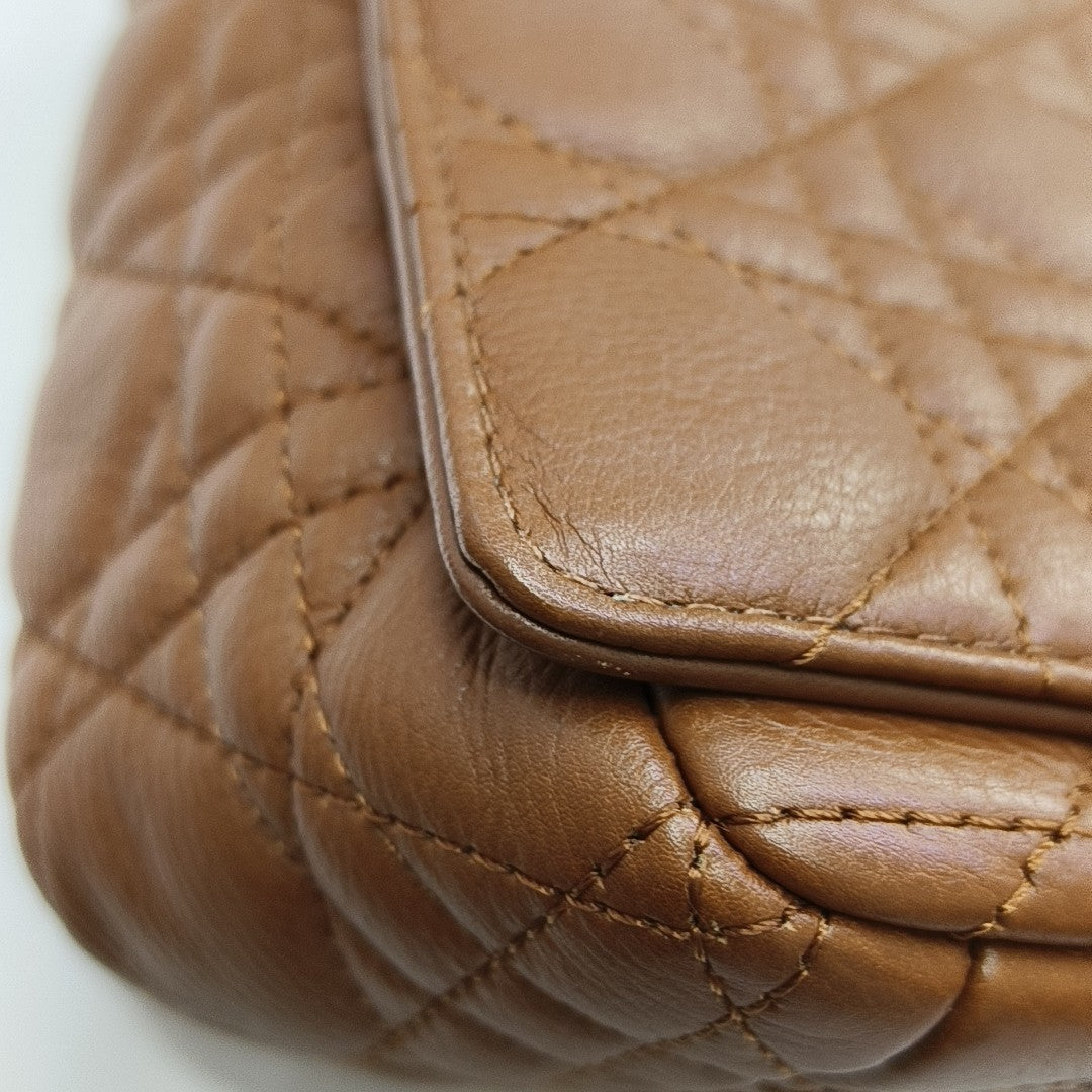 Dior Caro Large Quilted Calfskin Brown