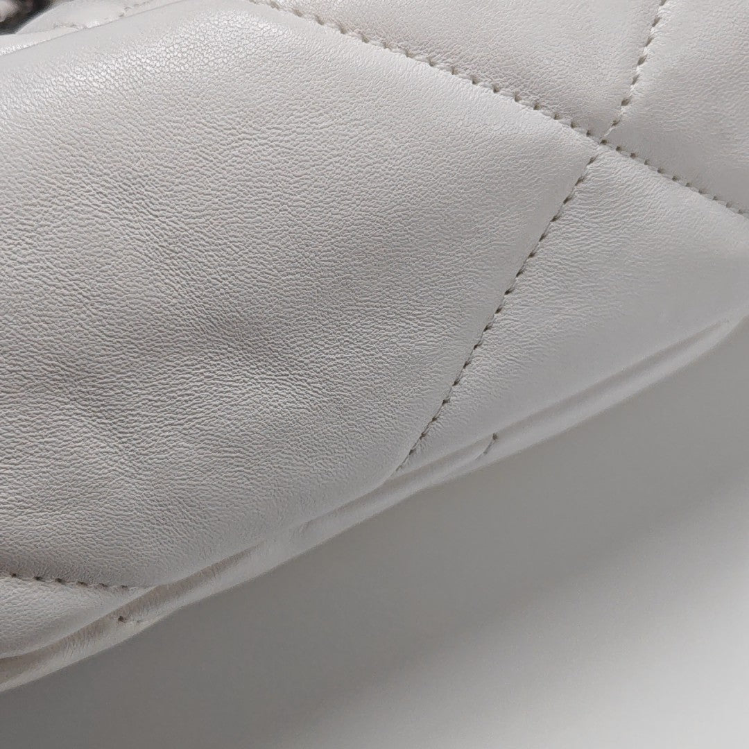 CHANEL 19 Small Quilted Lambskin White
