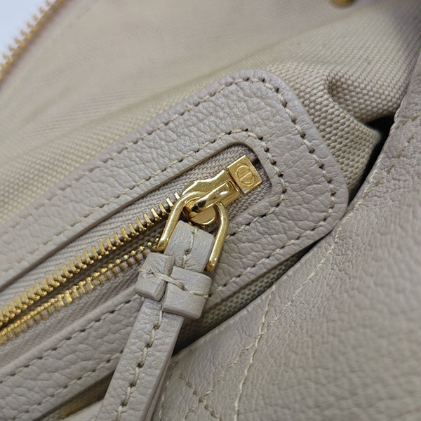 Cannage Calfskin Top Handle Bag Medium Beige