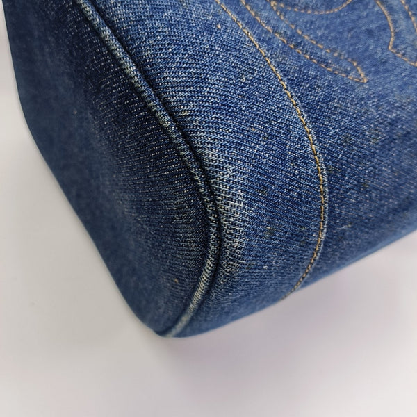 VINTAGE COSMETIC BAGS Quilted Denim Blue