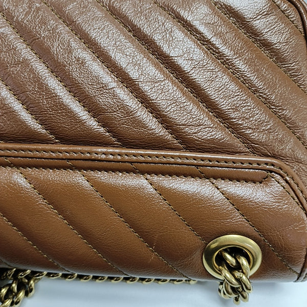 GG Marmont Small Quilted Calfskin Brown