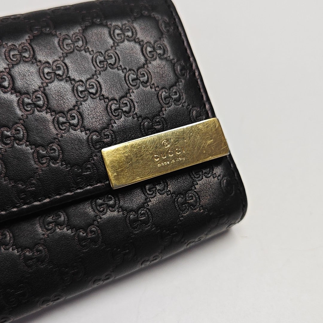 Microguccissima Monogram Calfskin Black Wallet