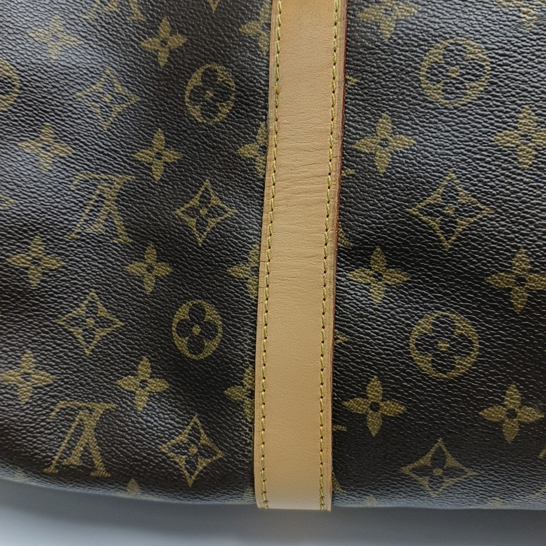 KEEPALL 60 Monogram Coated Canvas Brown