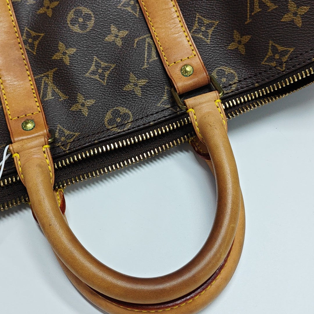 KEEPALL 45 Monogram Coated Canvas Brown