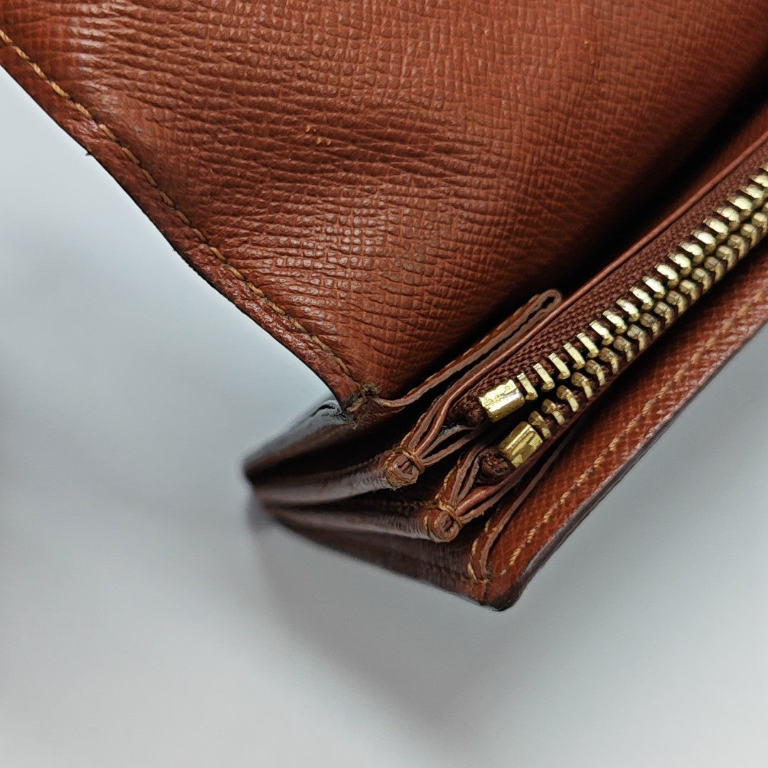 PORTE MONNAIE Monogram Coated Canvas Brown Wallet