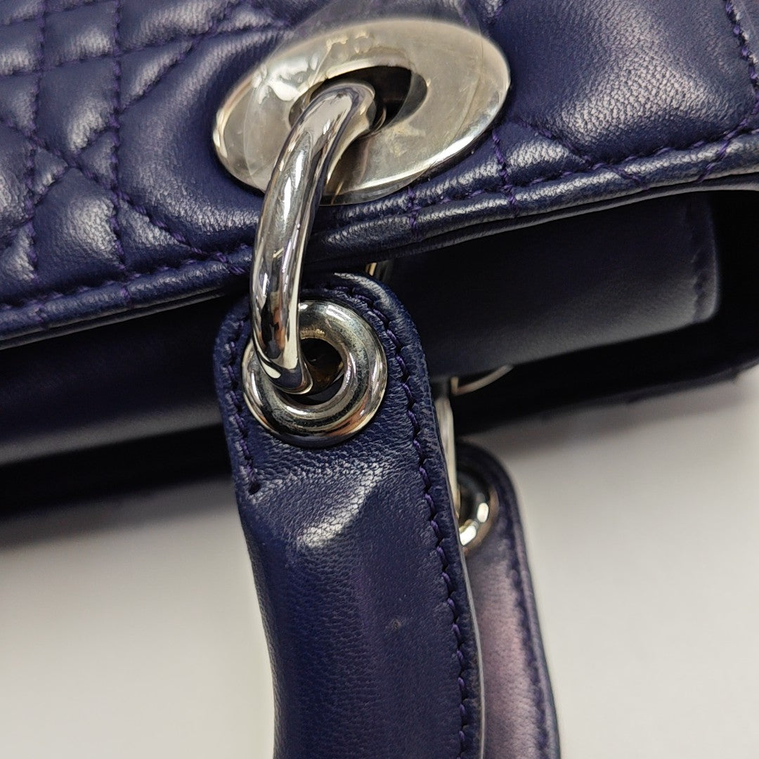 Lady Dior Small Cannage Lambskin Blue