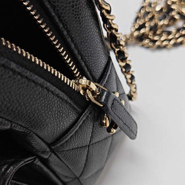 Quilted Grained Calfskin Backpack Mini Black