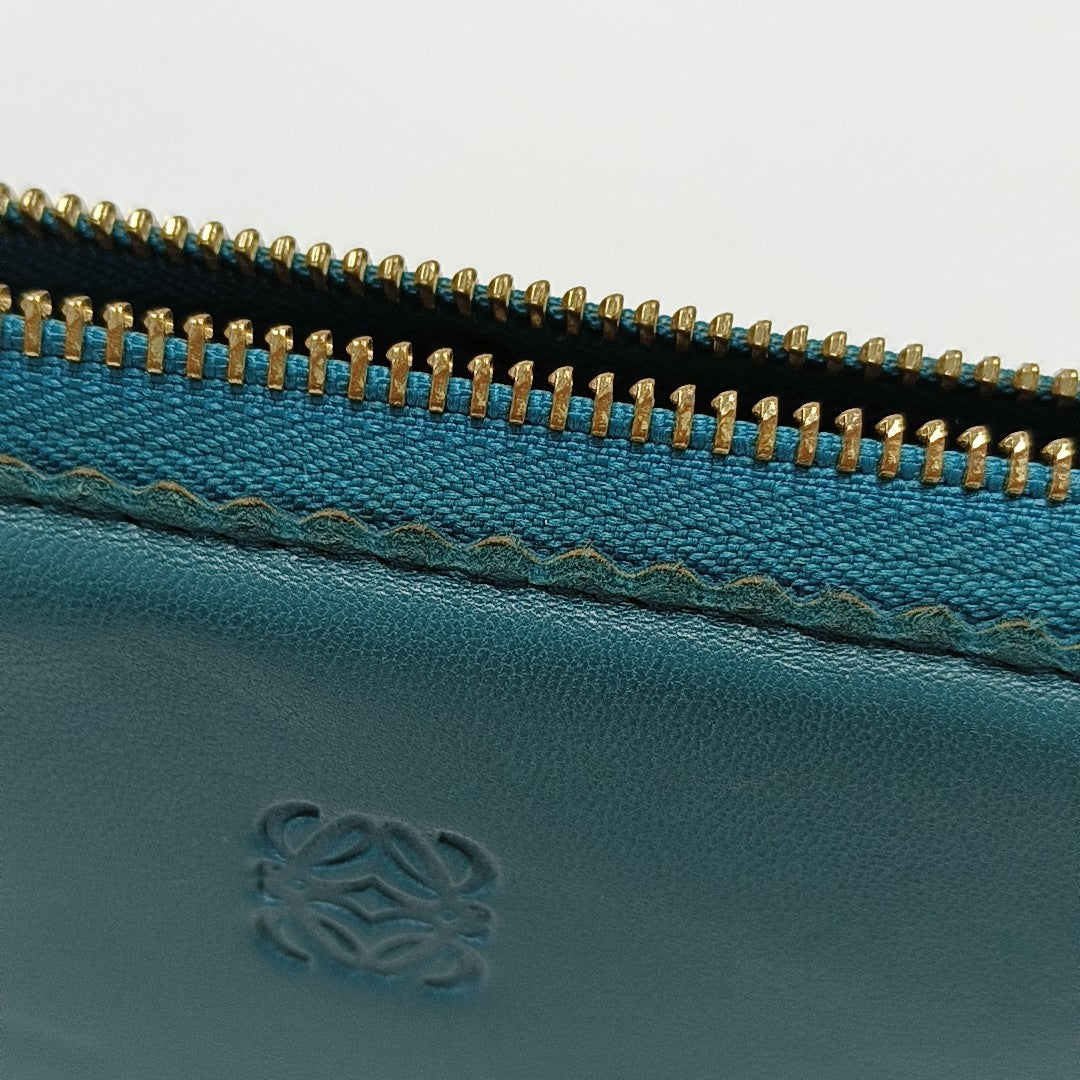 Brand Lambskin Blue Wallet
