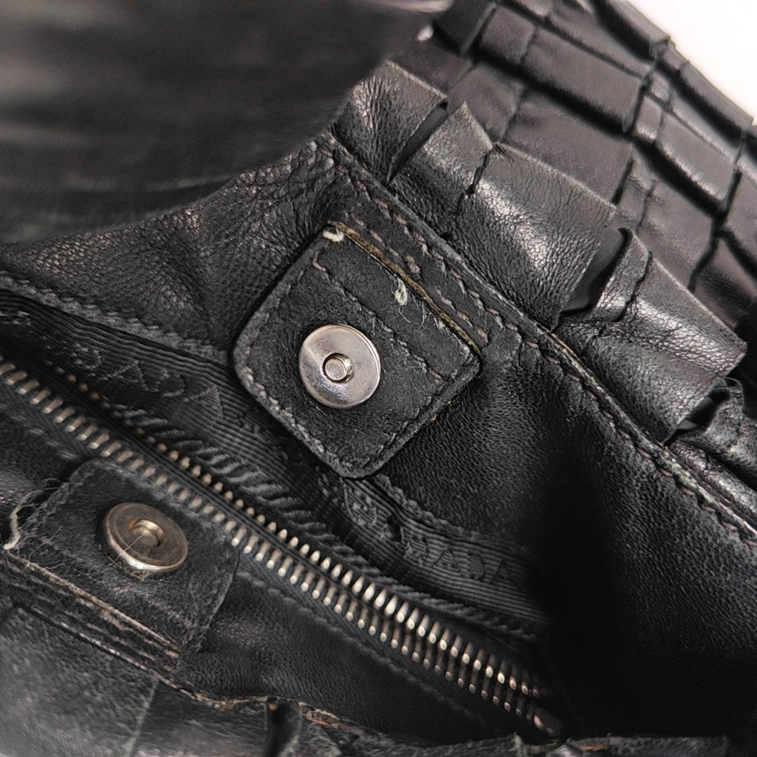 Quilted Calfskin Top Handle Bag Black