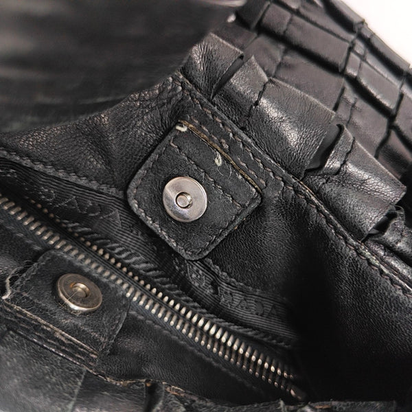 Quilted Calfskin Top Handle Bag Black