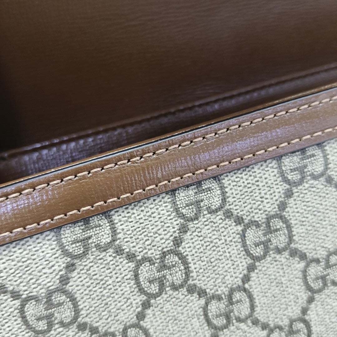 Horsebit 1955 Medium Monogram Coated Canvas Beige