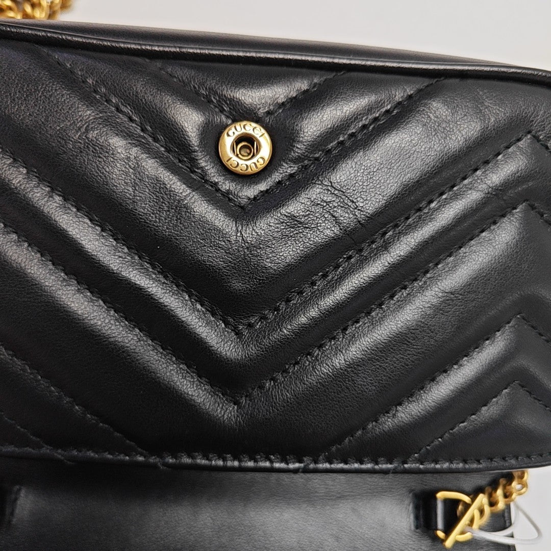 GG Marmont Mini Quilted Calfskin Black