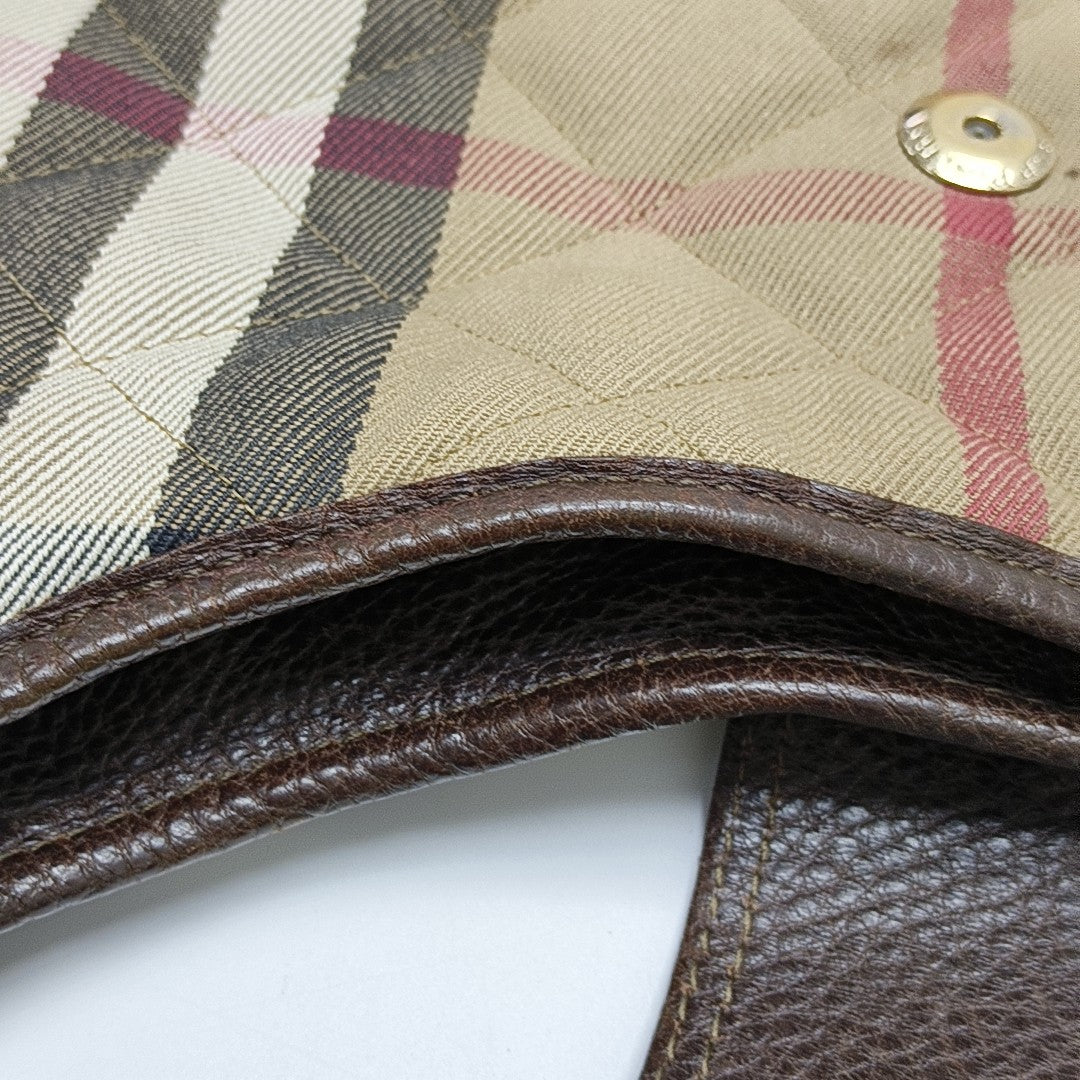Quilted Canvas Top Handle Bag Brown