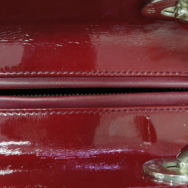 Lady Dior Medium Cannage Patent Leather Red