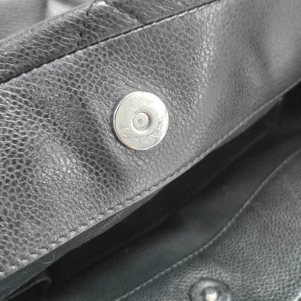 Quilted Grained Calfskin Tote Bag Black