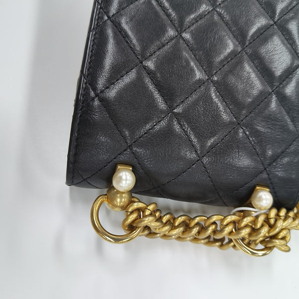 Quilted Calfskin Shoulder Bag Black