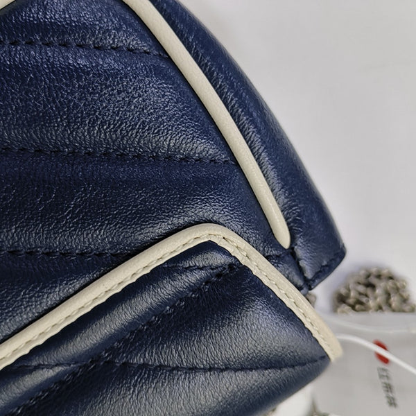 Authenticated pre-owned  GG Marmont Super Mini Quilted Calfskin Blue - Shoulder Bag at Looply