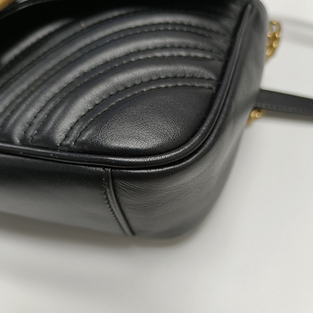 GG Marmont Small Quilted Calfskin Black