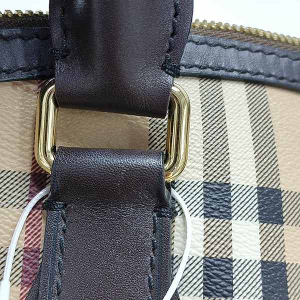 Coated Canvas Top Handle Bag Small Beige