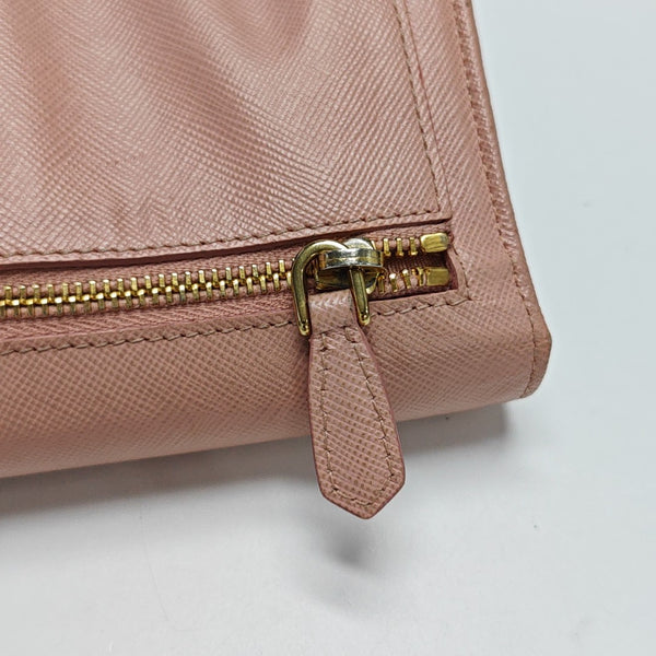Fiocco Bow Saffiano Calfskin Pink Wallet