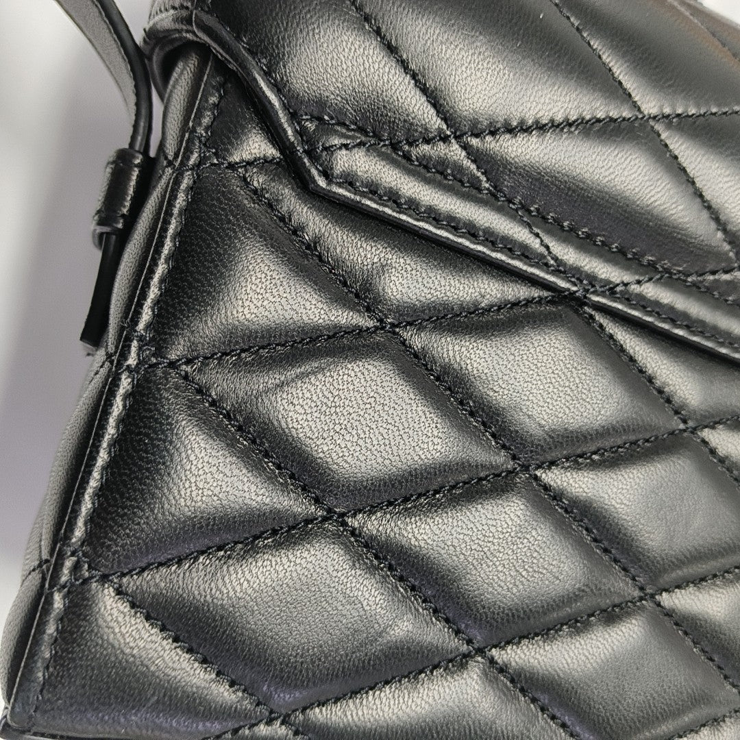 Quilted Lambskin Shoulder Bag Black