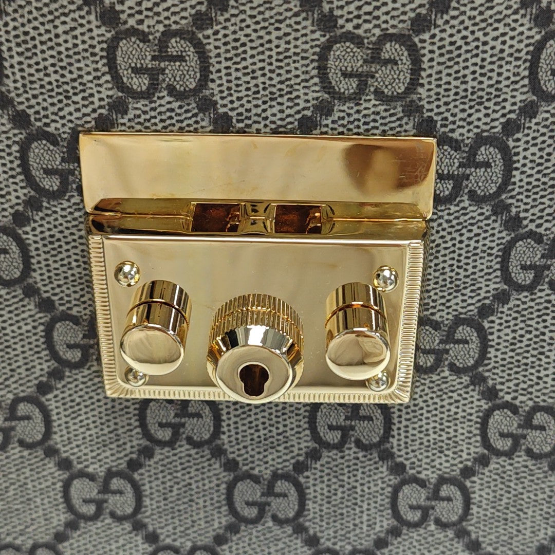Padlock Medium Monogram Coated Canvas Beige