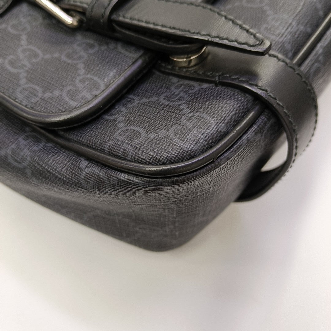 Monogram Coated Canvas Shoulder Bag Black